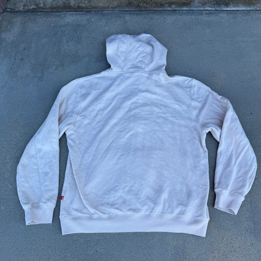 Quiksilver Men XL Full‎ Zip Hoodie Off White Fleece Sweatshirt Logo Patch - Picture 9 of 9